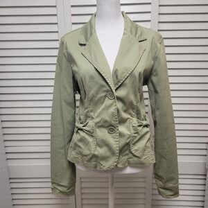 Plugg | Large | Women's Jacket | Green w/ Pink Detailing | 97% Cotton 3% Spandex